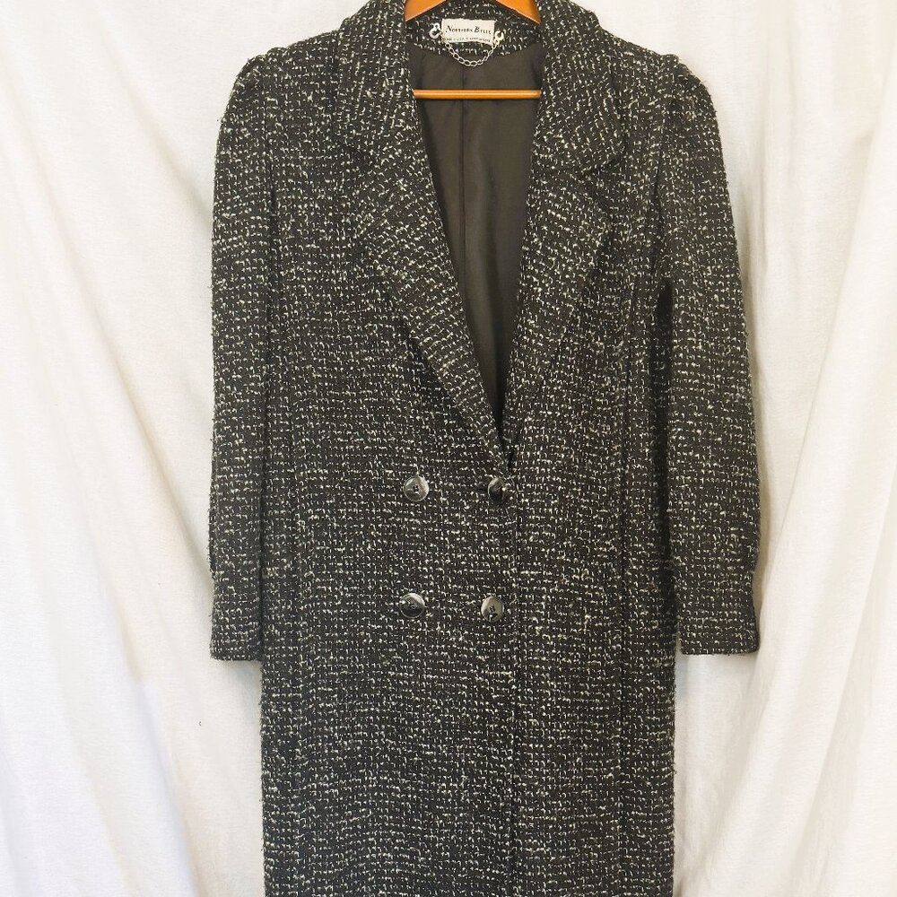 Northern Belle Black & White Tweed double breasted midi winter coat